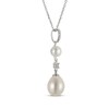 Thumbnail Image 2 of Cultured Pearl & White Lab-Created Sapphire Drop Necklace Sterling Silver 18"