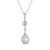 Thumbnail Image 3 of Cultured Pearl & White Lab-Created Sapphire Drop Necklace Sterling Silver 18"