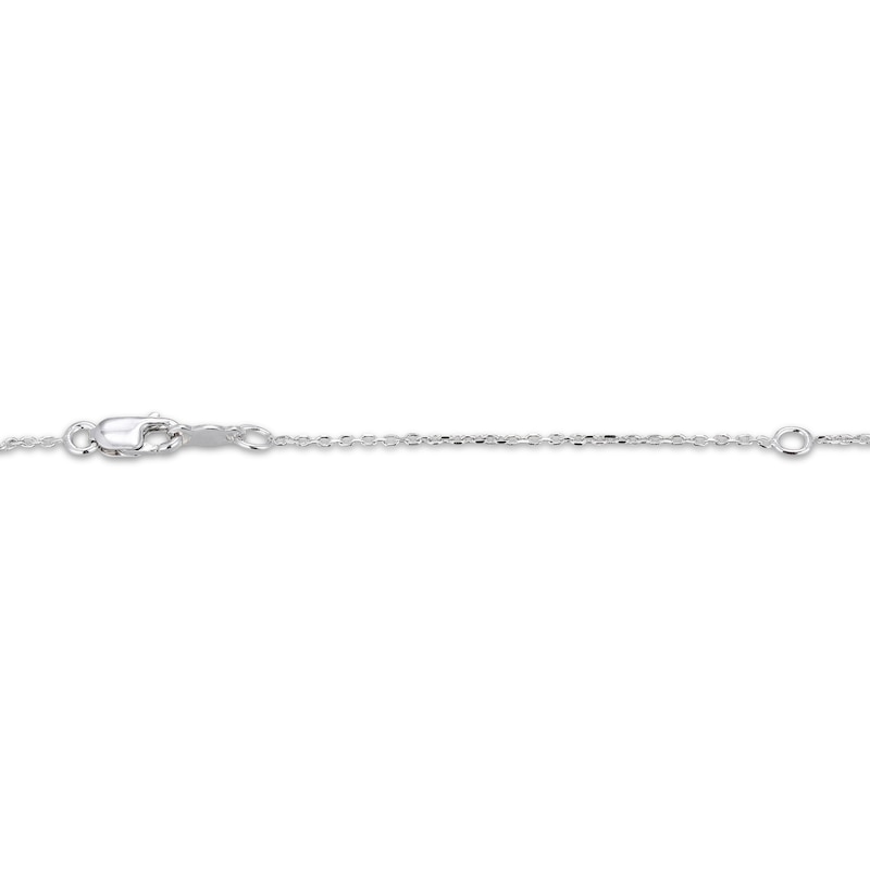 Main Image 4 of Cultured Pearl & White Lab-Created Sapphire Drop Necklace Sterling Silver 18"