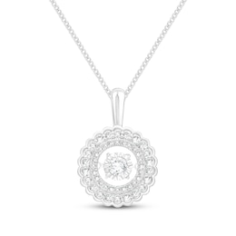 Unstoppable Love Diamond Scalloped Halo Necklace 1/2 ct tw 10K White Gold 19"