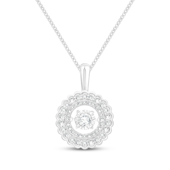 Unstoppable Love Diamond Scalloped Halo Necklace 1/2 ct tw 10K White Gold 19"