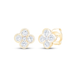 Adore Heriloom Diamond Clover Stud Earrings 1/2 ct tw 18K Yellow Gold