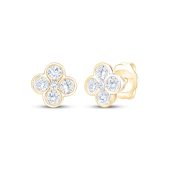 Adore Heirloom Diamond Clover Stud Earrings 1/2 ct tw 18K Yellow Gold