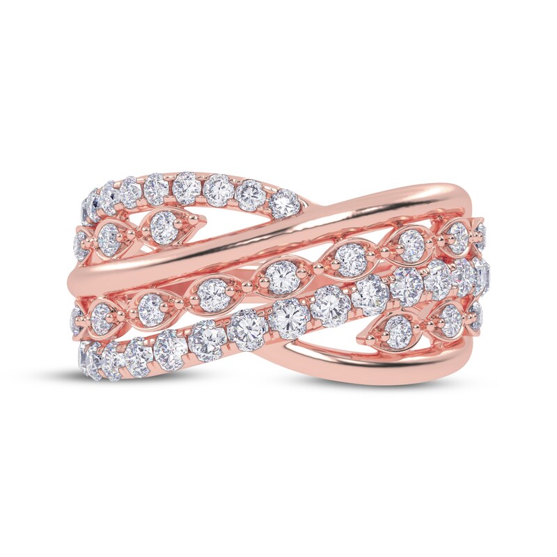 Main Image 3 of Diamond Multi-Row Layered Crisscross Ring 1/2 ct tw 14K Rose Gold