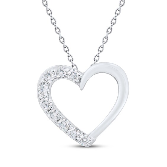 Diamond Open Heart Necklace 1/4 ct tw Sterling Silver 18"