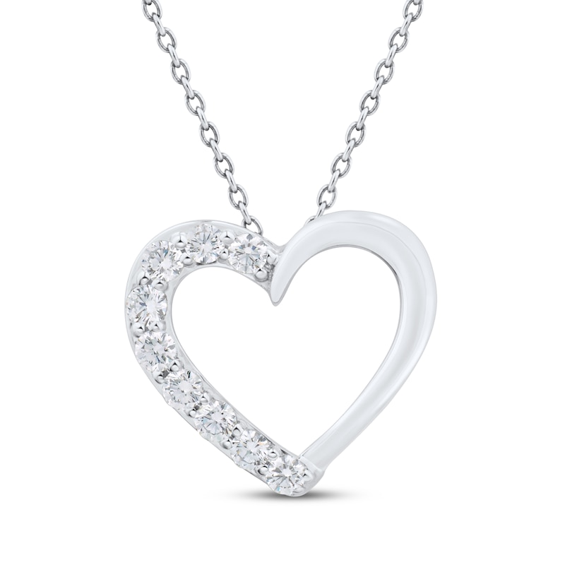 Main Image 1 of Diamond Open Heart Necklace 1/4 ct tw Sterling Silver 18"