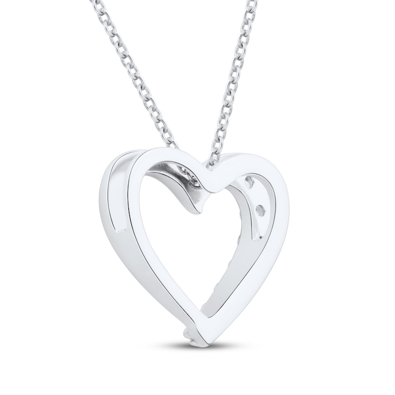 Main Image 3 of Diamond Open Heart Necklace 1/4 ct tw Sterling Silver 18"