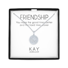 Panda Disc Necklace with Diamonds Sterling Silver 18"