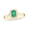 Thumbnail Image 1 of Emerald-Cut Natural Emerald & Diamond Ring 1/10 ct tw 14K Yellow Gold
