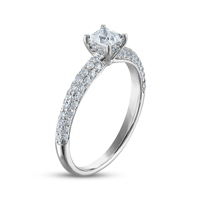 Main Image 2 of Adore Princess-Cut Diamond Pavé Shank Engagement Ring 1 ct tw 14K White Gold