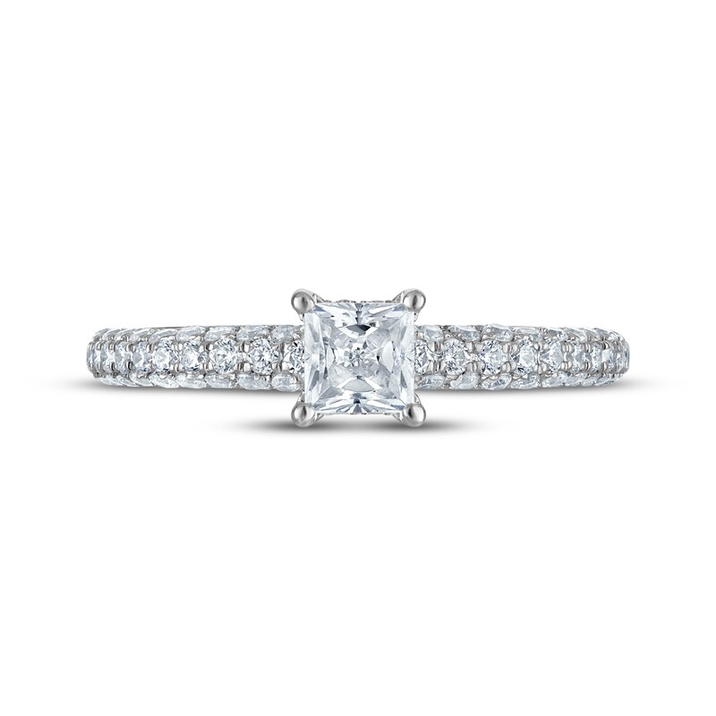 Main Image 3 of Adore Princess-Cut Diamond Pavé Shank Engagement Ring 1 ct tw 14K White Gold