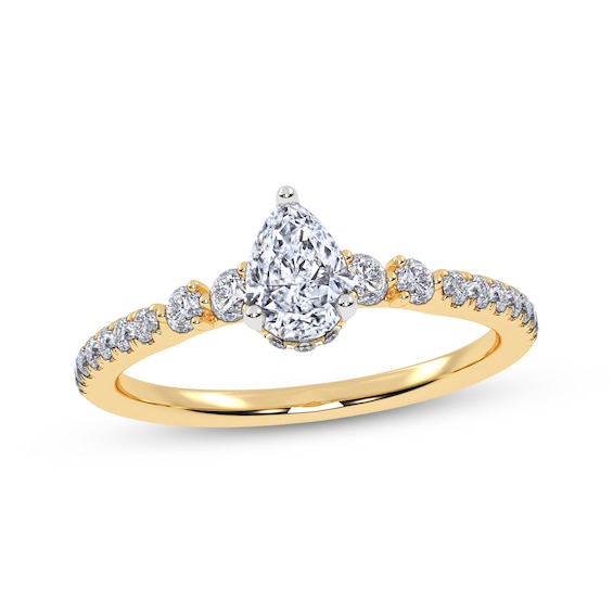 Adore Pear-Shaped Diamond Hidden Halo Engagement Ring 1/2 ct tw 14K Yellow Gold