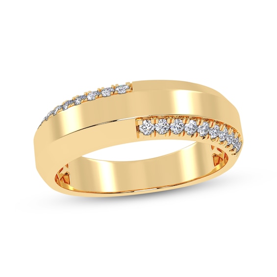 Adore Men's Diamond Asymmetric Wedding Band 1/4 ct tw 14K Yellow Gold