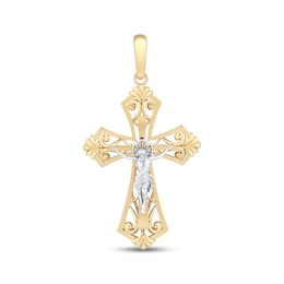 Filigree Crucifix Charm 10K Two-Tone Gold