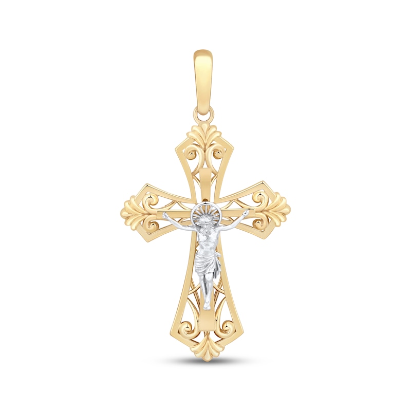 Main Image 1 of Filigree Crucifix Charm 10K Two-Tone Gold