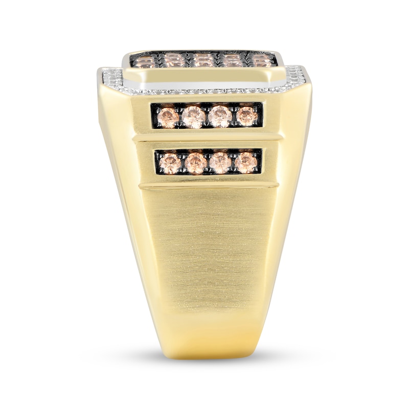 Main Image 2 of Men's Brown & White Diamond Octagon Center Ring 1-1/2 ct tw 10K Yellow Gold