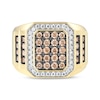 Thumbnail Image 4 of Men's Brown & White Diamond Octagon Center Ring 1-1/2 ct tw 10K Yellow Gold