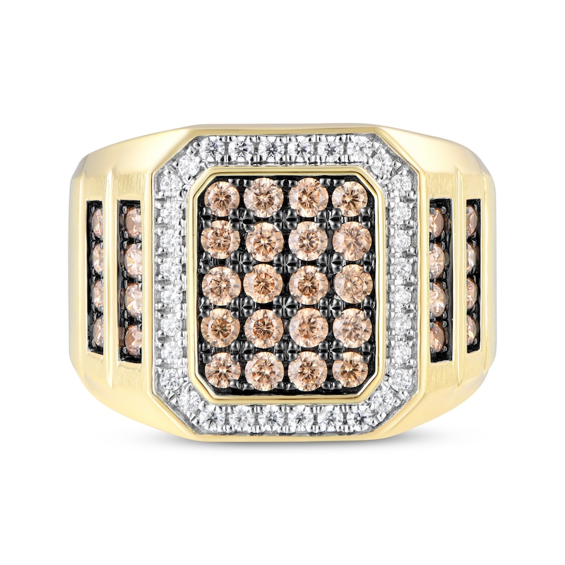 Main Image 4 of Men's Brown & White Diamond Octagon Center Ring 1-1/2 ct tw 10K Yellow Gold