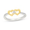 Thumbnail Image 1 of Diamond Double Heart Ring 1/15 ct tw Sterling Silver & 10K Yellow Gold