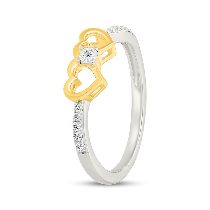 Main Image 2 of Diamond Double Heart Ring 1/15 ct tw Sterling Silver & 10K Yellow Gold