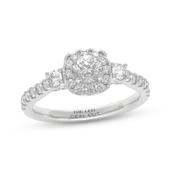 THE LEO Ideal Cut Diamond Halo Engagement Ring 1 ct tw 14K White Gold