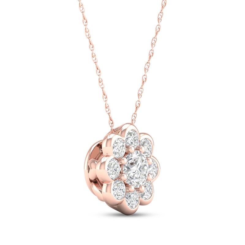 Main Image 2 of KAY Lab-Grown Diamonds Multi-Stone Flower Necklace 1/2 ct tw 10K Rose Gold