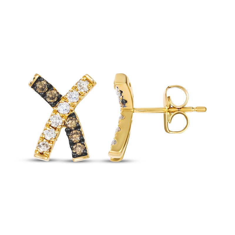 Main Image 3 of Le Vian Kiss Collection Diamond "X" Stud Earrings 3/8 ct tw 14K Honey Gold