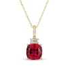 Thumbnail Image 1 of Cushion-Cut Lab-Created Ruby & White Lab-Created Sapphire Drop Necklace 24K Yellow Gold Vermeil Sterling Silver 18"