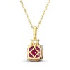 Thumbnail Image 3 of Cushion-Cut Lab-Created Ruby & White Lab-Created Sapphire Drop Necklace 24K Yellow Gold Vermeil Sterling Silver 18"