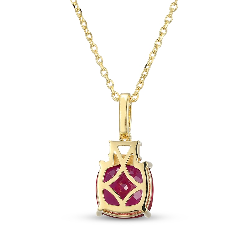 Main Image 3 of Cushion-Cut Lab-Created Ruby & White Lab-Created Sapphire Drop Necklace 24K Yellow Gold Vermeil Sterling Silver 18"