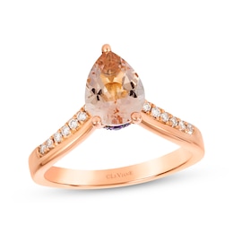 Le Vian Pear-Shaped Morganite & Pink Sapphire Ring 1/10 ct tw Diamonds 14K Strawberry Gold