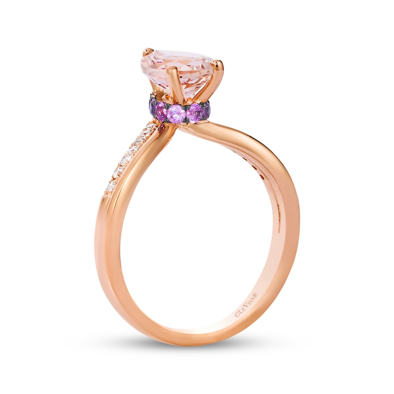 Main Image 2 of Le Vian Pear-Shaped Morganite & Pink Sapphire Ring 1/10 ct tw Diamonds 14K Strawberry Gold