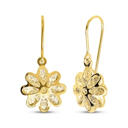 Reaura Flower Dangle Earrings 14K Yellow Gold