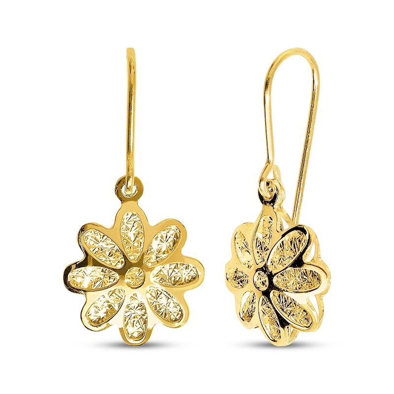 Main Image 1 of Reaura Flower Dangle Earrings 14K Yellow Gold