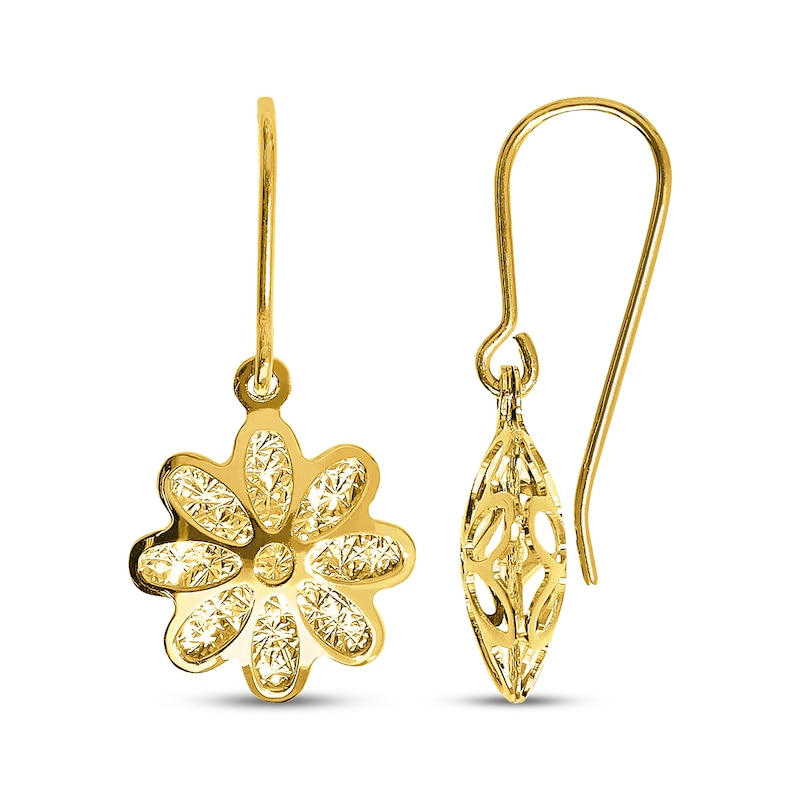 Main Image 3 of Reaura Flower Dangle Earrings 14K Yellow Gold