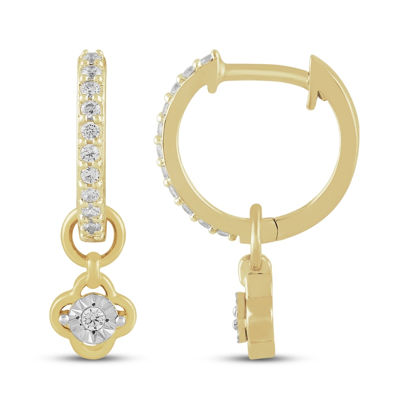 Main Image 3 of STUDIO BY KAY Lab-Grown Diamond Clover Dangle Hoop Earrings 1/5 ct tw 24K Yellow Gold Vermeil Sterling Silver