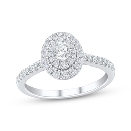Adore Round-Cut Diamond Double Oval Halo Engagement Ring 1/2 ct tw 10K White Gold