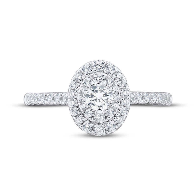 Main Image 3 of Adore Round-Cut Diamond Double Oval Halo Engagement Ring 1/2 ct tw 10K White Gold