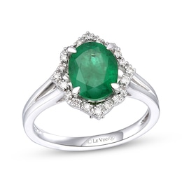 Le Vian Oval-Cut Emerald Ring 1/6 ct tw Diamonds 14K Vanilla Gold