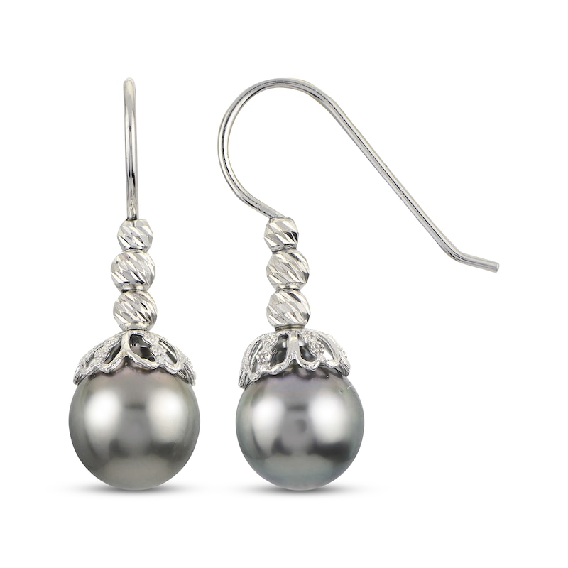 Main Image 1 of Tahitian Cultured Pearl Drop Earrings Sterling Silver