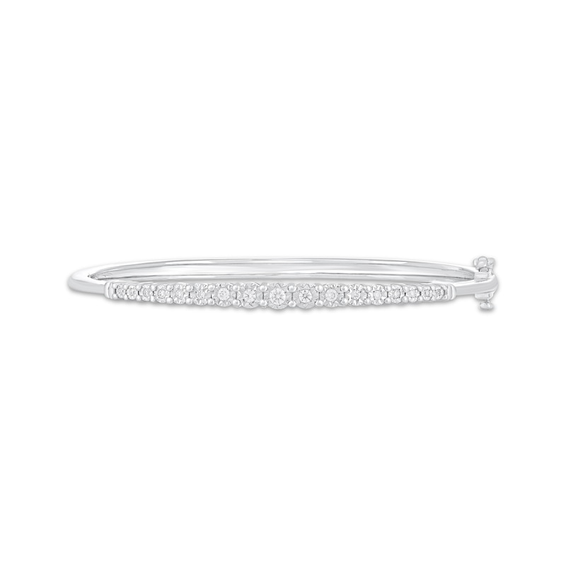 Main Image 1 of Diamond Graduated Bangle Bracelet 1/5 ct tw Sterling Silver
