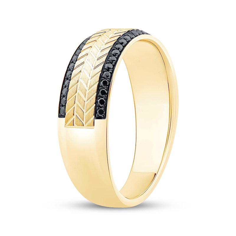 Main Image 2 of Adore Men's Black Diamond Two-Row Anniversary Ring 1/4 ct tw 14K Yellow Gold