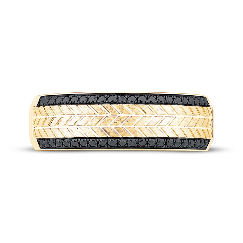 Main Image 3 of Adore Men's Black Diamond Two-Row Anniversary Ring 1/4 ct tw 14K Yellow Gold