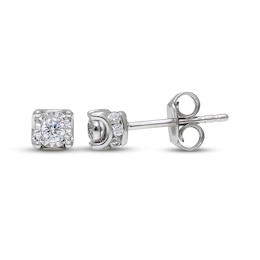 Round-Cut Diamond Solitaire Stud Earrings 1/3 ct tw Sterling Silver (J/13)
