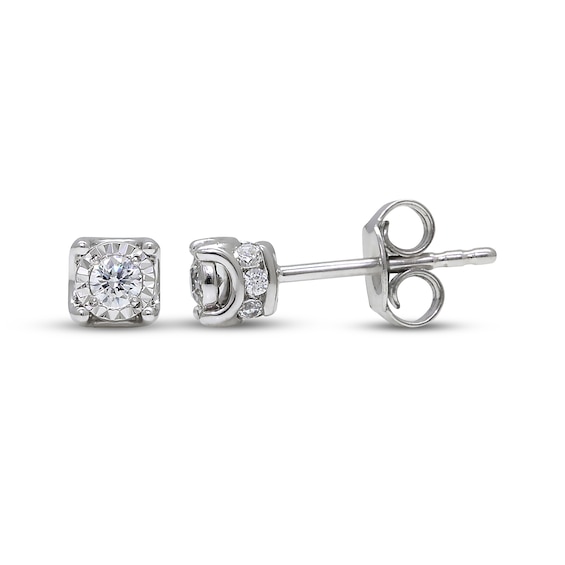 Round-Cut Diamond Solitaire Stud Earrings 1/3 ct tw Sterling Silver (J/13)