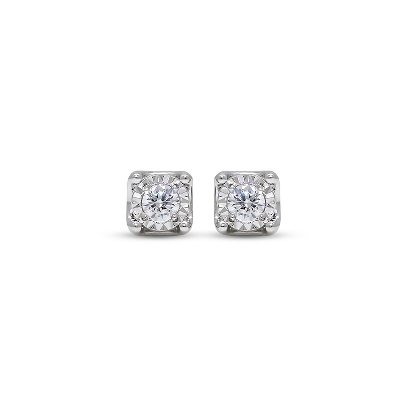Main Image 2 of Round-Cut Diamond Solitaire Stud Earrings 1/3 ct tw Sterling Silver (J/13)