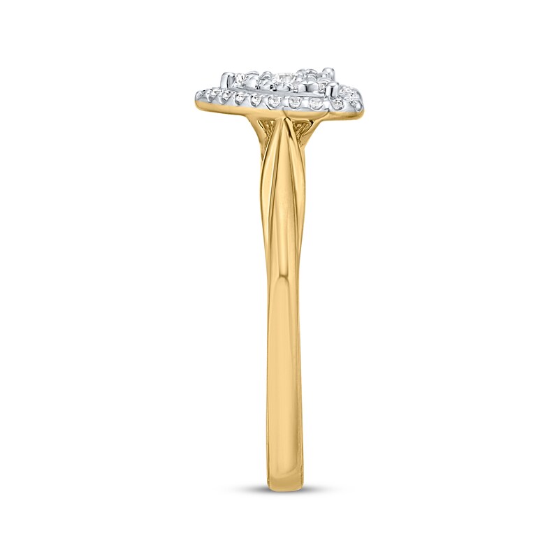 Main Image 2 of Diamond Heart Halo Promise Ring 1/5 ct tw 10K Yellow Gold