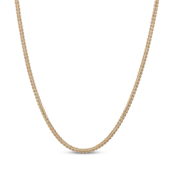 3.85mm Diamond-Cut Ice Bead Chain Necklace Solid 10K Yellow Gold 22"