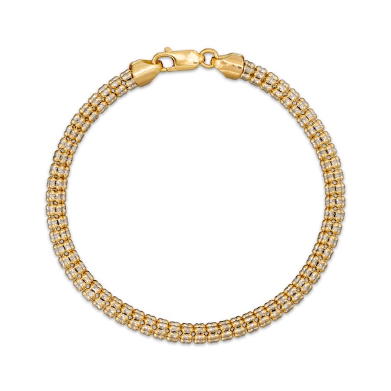 2.85mm Diamond-Cut Ice Bead Chain Bracelet Solid 10K Yellow Gold 7.5"