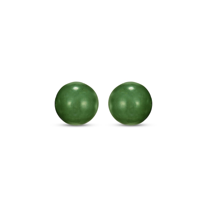 Main Image 2 of Round Nephrite Jade Stud Earrings Sterling Silver
